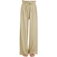 thumbnail image 1 of Edvintorg Casual Cotton Linen Wide Leg Pants Women Loose Comfort Elastic Waist Long Pants Vintage Solid Summer Straight Pants Trousers with Drawstring, 1 of 6