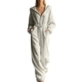 thumbnail image 1 of Edvintorg Casual Jumpsuits for Women Plus Size Fashion Fleece Long Sleeve Hooded Zip up Jumpsuit with Wide Leg Pant One Piece Women's Clothing S-3XL White, 1 of 6