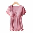 thumbnail image 1 of Edvintorg Casual Maternity Clothes for Women Breastfeeding Clothing Short Sleeve T-Shirt Solid V-Neck Pregnant Women's Nursing Tops Loungewear, 1 of 3