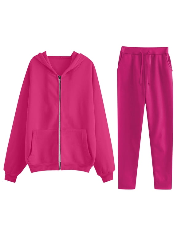 Casual Outfits for Women 2 Piece Lounge Set Long Sleeve Hooded Sweatshirt and Sweatpants Sweat Suits 2025 Winter Fashion Clothing