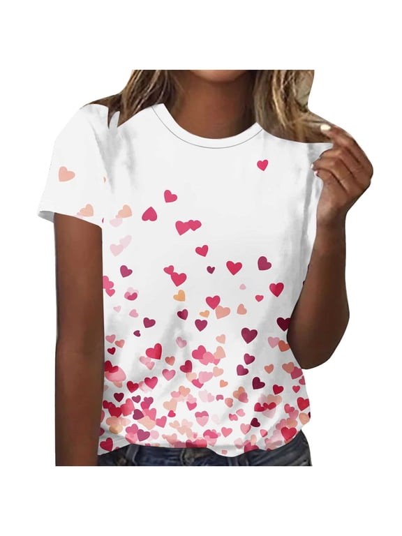 Casual Tops for Women Crew Neck Short Sleeve Summer Basic Tees Plus Size Fashion Womens T Shirts