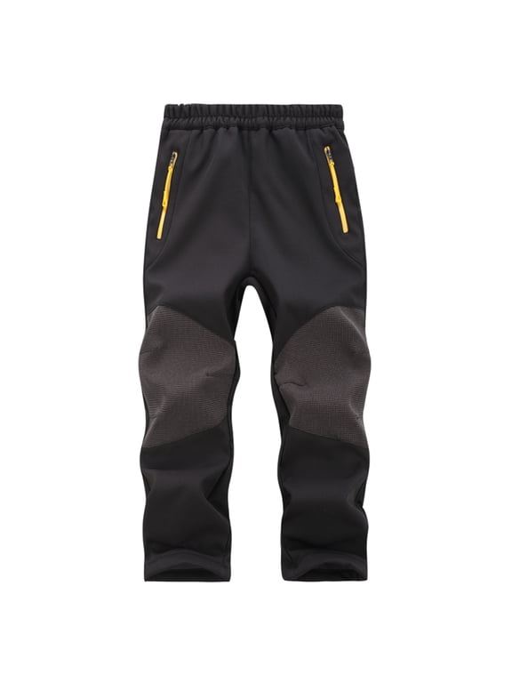 Children's Casual Pants Boys Girls Fashion Patchwork Sports Casual Trouser with Zipper Pocket Elastic Waist Winter Warm Sweatpants for Kids
