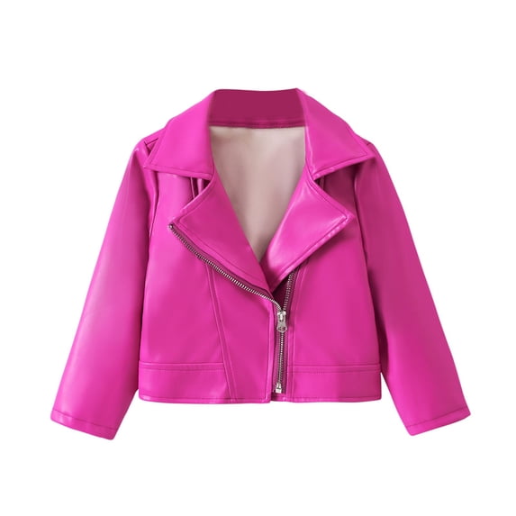 Edvintorg Children's Leather Jacket Fall Winter Girl Boy Classic Long Sleeve Motorcycle Jackets with Zipper Kid Outwear Solid Color Coat 2-7 Years Kids Jacket