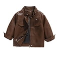 thumbnail image 1 of Edvintorg Children's Leather Jacket Fall Winter Girl Boy Classic Long Sleeve Motorcycle Jackets with Zipper Kid Outwear Solid Pu Coat 3-9 Years, 1 of 5