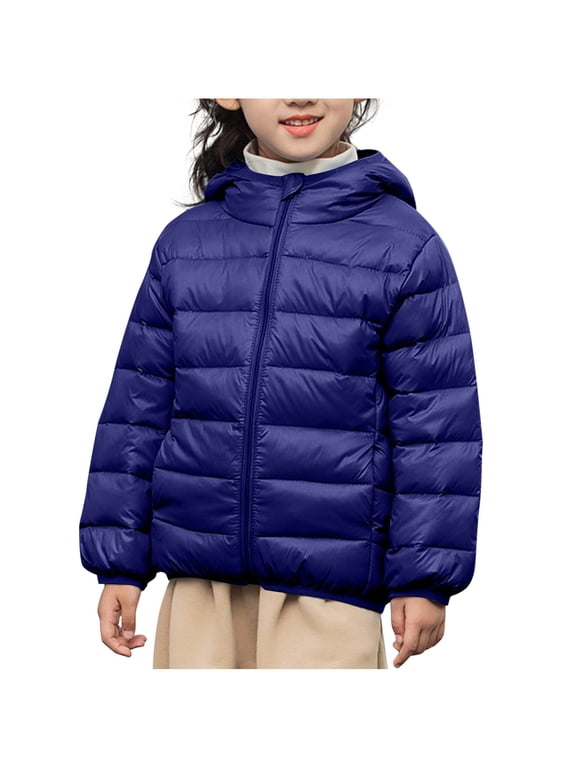 Children's Lightweight Down Jacket Fashion Solid Color Long Sleeve Casual Sports Warm Thick Down Jackets with Zipper 4-13Y Boys Winter Coat