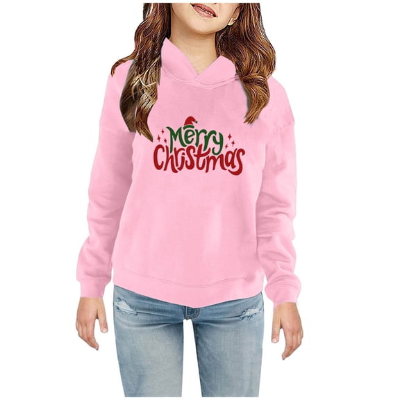 Edvintorg Christmas 2025 Kids Sweatshirts Boys Casual Kawaii Print Long Sleeve Hooded Sweatshirt Girls Christmas Gift Fall Winter 2-7Years Hoodies for Kids