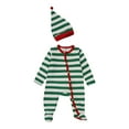 thumbnail image 1 of Edvintorg Christmas Baby Romper Long Sleeve Infant Baby Boys Girls Striped Printed Button Cotton Jumpsuit Rompers and Hat Set 2Pcs 3-18 Months Baby Clothes, 1 of 5