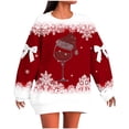 thumbnail image 1 of Edvintorg Christmas Sweatshirts for Women Fashion Holiday Style Real Bow Loose Long Sleeve Pullover Top Fall Winter Plus Size Clothing, 1 of 5