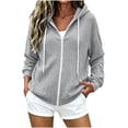 thumbnail image 1 of Edvintorg Coats for Women Long Sleeve Loose Casual Jacket Drawstring Zip up Hooded Outerwear Womans Clothes S-2XL Gray, 1 of 7