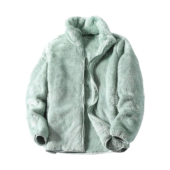 Edvintorg Coats for Women Plus Size Fashion Fleece Long Sleeve Zip Up Jackets Fall Winter Clothing Womens Clothes Green XXL