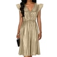 thumbnail image 1 of Edvintorg Cocktail Dresses for Women Fashion V-Neck Puff Sleeve A Line Dress Empire Waist Summer Casual Elegant Dresses, 1 of 8