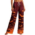 thumbnail image 1 of Edvintorg Comfy Pants Women Halloween Printed Loose Wide Leg Trouser Elastic Waisted Casual Pant with Drawstring Women Clothing Wine S-2XL, 1 of 8