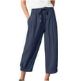 thumbnail image 1 of Edvintorg Cotton And Linen Casual Plus Size Pants For Women Summer Clearance Solid Color Pockets Elastic Waist Comfortable Loose Ankle-Length Pants With Drawstrings, 1 of 5