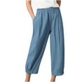thumbnail image 1 of Edvintorg Cotton Linen Fashion Women Pants Spring Summer New Pockets Ladies Casual Office Loose Wide Leg Trousers Vintage Plus Size Loose Pants, 1 of 6