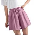 thumbnail image 1 of Edvintorg Cotton Linen Shorts Womens Clearance Solid Color High Waist Loose Casual Thin Wide Leg Shorts Ladies Shorts Summer Clothes For Women, 1 of 7