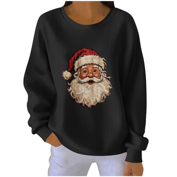 Edvintorg Crewneck Sweatshirts Women Christmas Shirts Long Sleeve Letter Printed Casual Crewneck Pullover Top Plus Size Womens Clothing