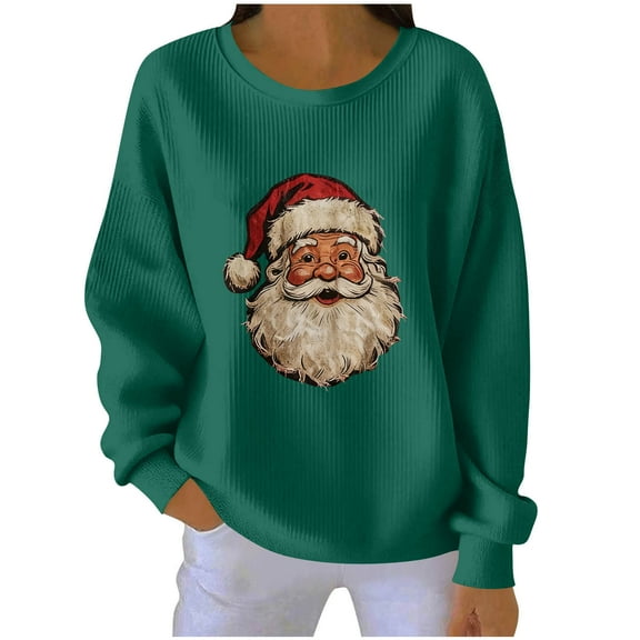 Edvintorg Crewneck Sweatshirts Women Christmas Shirts Long Sleeve Letter Printed Casual Crewneck Pullover Top Plus Size Womens Clothing