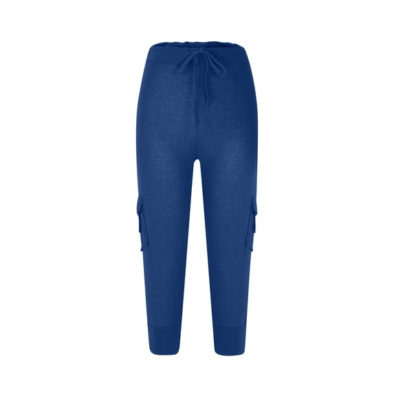 Edvintorg Cropped Pants for Women Casual Summer Women Workout Out Leggings Stretch Waist Button Pocket Yoga Gym Cropped Trousers