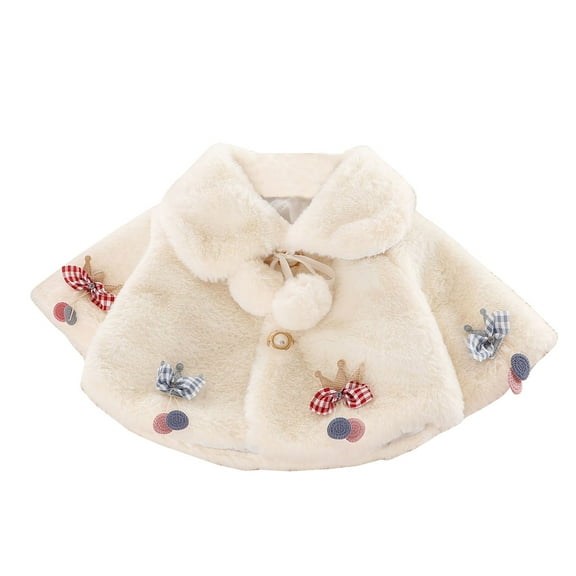 Edvintorg Cute Cartoon Plush Baby Girls Jacket Christmas Sweet Princess Girls Coat Autumn Winter Warm Cloak Outerwear Toddler Girl Clothes 0-3Y