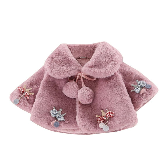 Edvintorg Cute Cartoon Plush Baby Girls Jacket Christmas Sweet Princess Girls Coat Autumn Winter Warm Cloak Outerwear Toddler Girl Clothes 0-3Y
