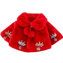 Edvintorg Cute Cartoon Plush Baby Girls Jacket Christmas Sweet Princess Girls Coat Autumn Winter Warm Cloak Outerwear Toddler Girl Clothes 0-3Y