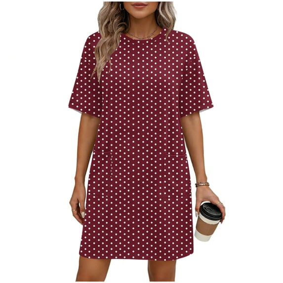Edvintorg Cute Dresses for Women Fashion Casual Short Sleeve Tshirt Dress Beach Summer Dresses with Pockets