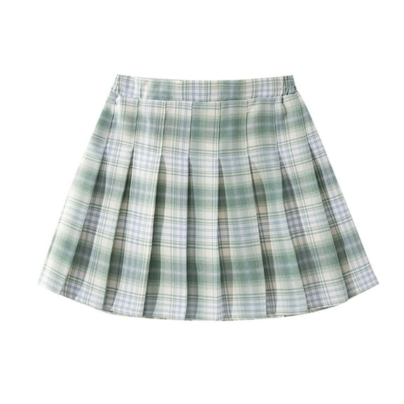 Edvintorg Cute Plaid Skirts for Girls 4-14 Casual Elastic Waist School Uniform Pleated Skirt Mini Shorts Skirts for Girls