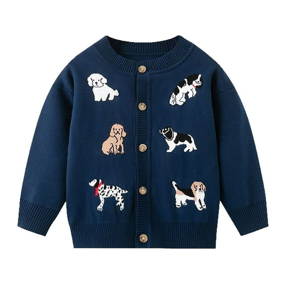 Edvintorg Cute Sweaters for Girls Cartoons Printed Long Sleeve Knitted Sweater Outerwear 3-8 Years Boys Uniform Sweater
