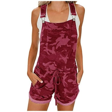 Edvintorg Denim Overalls For Women Women's Casual Solid Color Loose Straight Suspender Belt Pants One-Piece Pants One-Piece Pants On Clearance