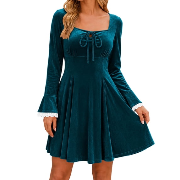 Edvintorg Dinner Dresses for Women Plus Size Solid Color Square Neck ...