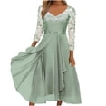 thumbnail image 1 of Edvintorg Dress For Women Summer Clearance Women Elegant Dress Sexy Solid Long Sleeve Round Neck Lace Chiffon Mesh Waist Party Dresses, 1 of 6