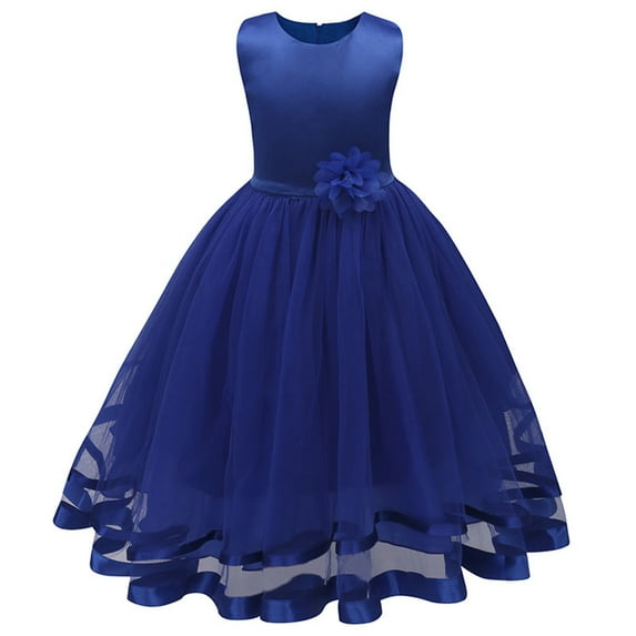 Edvintorg Dress For Kids 3-9Years Toddler Girls Dresses Solid Color Flowers Net Yarn Bowknot Birthday Party Flowers Gown Dresses Vestido Infantil On Clearance