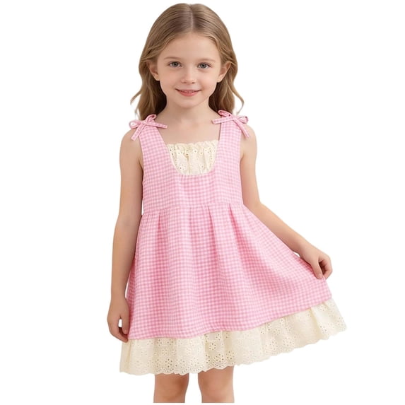Edvintorg Dress for Girls Cute Bowknot Princess Birthday Party Dresses Summer Sleeveless Sundress Size 2-7