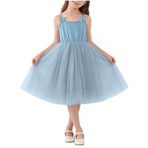 Edvintorg Dresses for Girls Fashion Sleeveless A Line Party Dress Cute Spaghetti Straps Princess Dress Size 1-10