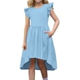 thumbnail image 1 of Edvintorg Dresses for Girls Summer Fashion Flying Sleeve High Low formal Dresses for Wedding Party 5-14 Years Teenage Girls' Clothing, 1 of 7