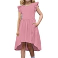 thumbnail image 1 of Edvintorg Dresses for Girls Summer Fashion Flying Sleeve High Low formal Dresses for Wedding Party 5-14 Years Teenage Girls' Clothing, 1 of 7