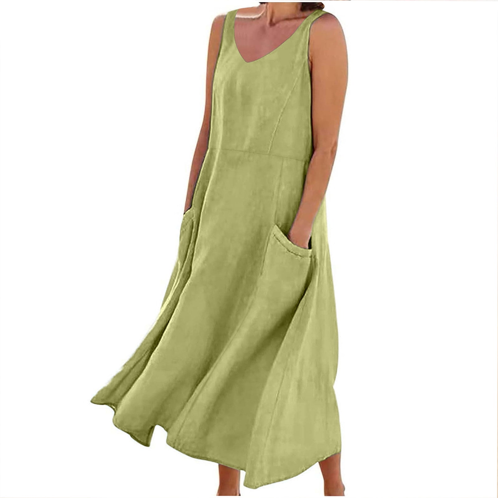 Women's Simple Solid Color Linen Dress For Summer
