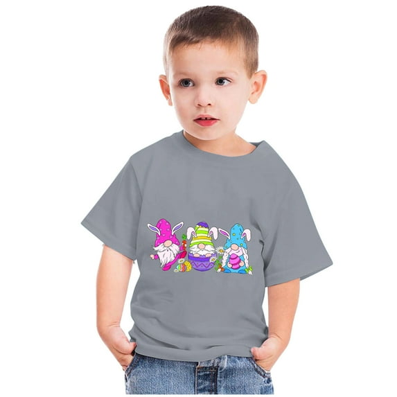 Edvintorg Easter Tshirts for Kids Boys Girls Tshirt 2025 Summer Fashion Kawaii Printed Round Neck Short Sleeve Tee Top 3-14Years Schools Outfit Children's Clothing