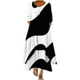 thumbnail image 1 of Edvintorg Fall Clothes for Women Vintage Dress Fashion Women Patchwork Print Casual Loose Dresses Round-Neck Long Sleeve Button Long Maxi Dress with Pocket, 1 of 6
