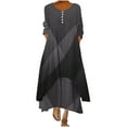 thumbnail image 1 of Edvintorg Fall Clothes for Women Vintage Dress Fashion Women Patchwork Print Casual Loose Dresses Round-Neck Long Sleeve Button Long Maxi Dress with Pocket, 1 of 6