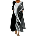 thumbnail image 1 of Edvintorg Fall Clothes for Women Vintage Dress Fashion Women Patchwork Print Casual Loose Dresses Round-Neck Long Sleeve Button Long Maxi Dress with Pocket, 1 of 6