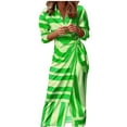 thumbnail image 1 of Edvintorg Fall Dresses for Women 2025 Women's Print Cardigan Lace-Up Striped Print Long Maxi Dress Casual Long Sleeve Loose Beach Dress Shirts, 1 of 6