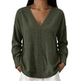 thumbnail image 1 of Edvintorg Fall Sweaters for Women V Neck Long Sleeve Casual Pullover Knit Sweater Winter Women Clothing Army Green XL, 1 of 6