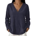 thumbnail image 1 of Edvintorg Fall Sweaters for Women V Neck Long Sleeve Casual Pullover Knit Sweater Winter Women Clothing Navy XXL, 1 of 6