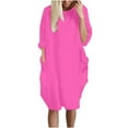 thumbnail image 1 of Edvintorg Fall Winter Pullover Dress Womens Fashion Solid Crewneck Pocket Loose Dresses Streetwear Ladies Casual Long Tops Dress Plus Size Clothings, 1 of 4