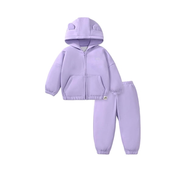 Edvintorg Fall Winter Toddler Baby Girl Clothing Sets Long Sleeve Hoodies Sweatshirt with Zipper and Pants Cotton Outfit Suit Children's Sports Suit For Girls