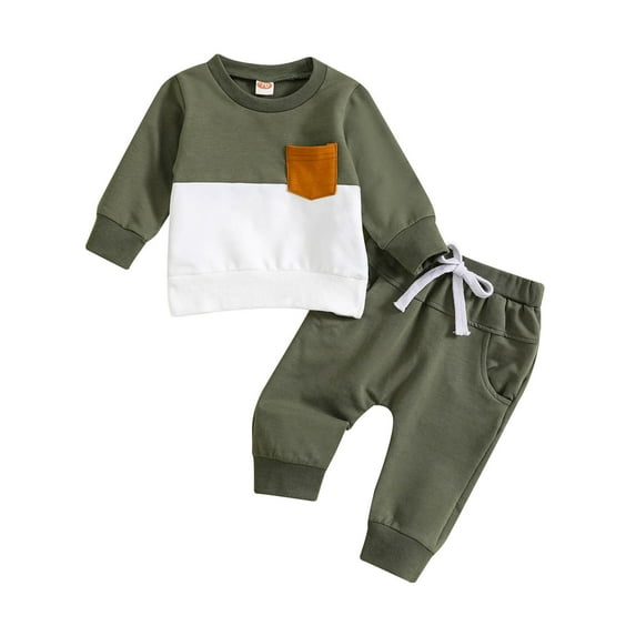 Edvintorg Fall Winter Toddler Loungewear Soft Tracksuit Kids Clothes Boys Fashion Cute Solid Color Long Sleeve Pocket Hooded Sweatpants Suit 0M-3Y Children Clothing 2025