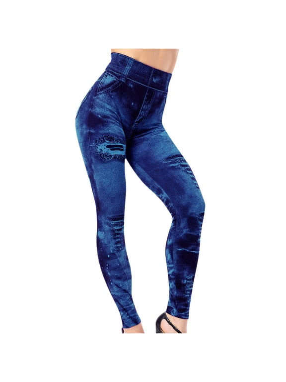 Fitness Women Leggings withe Pocket Imitation Denim High Waist Push Up Workout Leggings Pants Casual Exercise Running Jogging Yoga Pants Trousers
