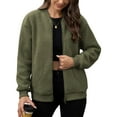 thumbnail image 1 of Edvintorg Fleece Jacket Women Long Sleeve Solid Color Winter Warm Casual Outerwear Trendy 2025 Women's Zip Up Coats Army Green M, 1 of 6