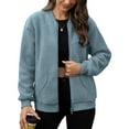 thumbnail image 1 of Edvintorg Fleece Jacket Women Long Sleeve Solid Color Winter Warm Casual Outerwear Trendy 2025 Women's Zip Up Coats Navy M, 1 of 6